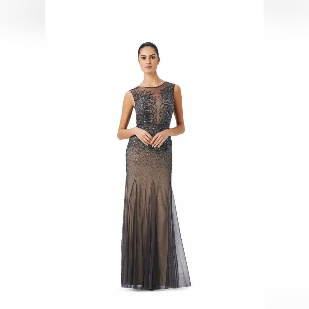 Adrianna Papell Dark Gray Maxi Dress